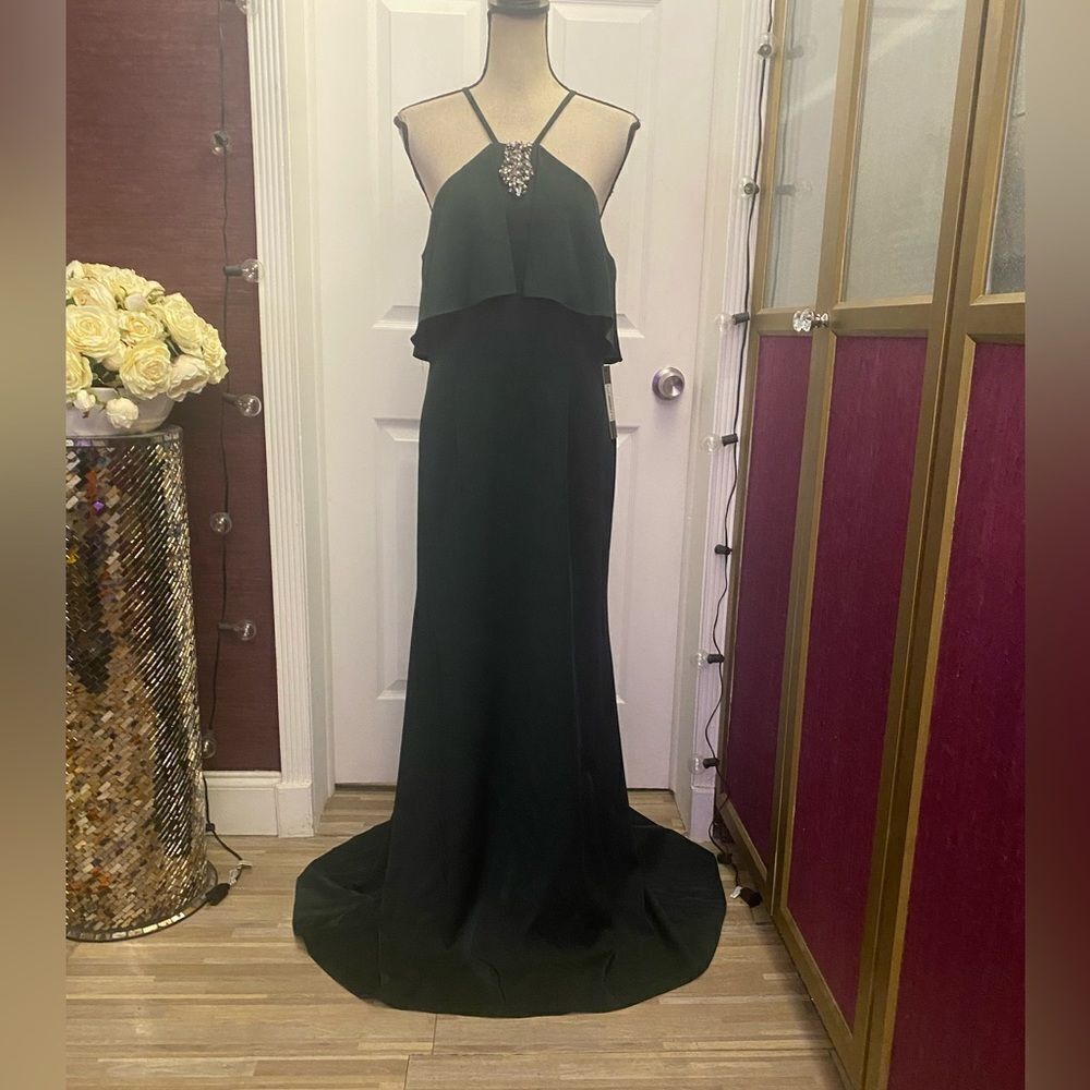 David Meister maxi embellished front dress, size 12